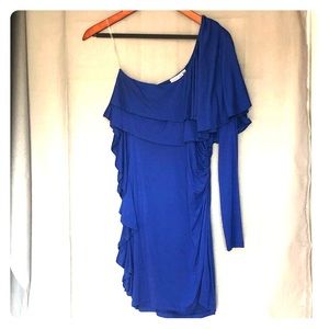One shoulder royal blue short dress